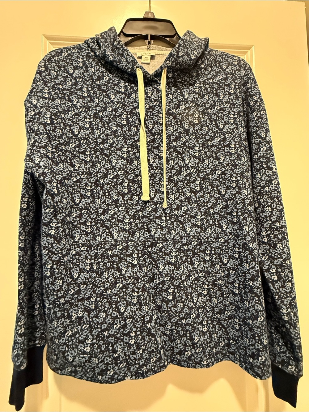 Women’s Navy Floral Hoodie with Contrast Drawstrings